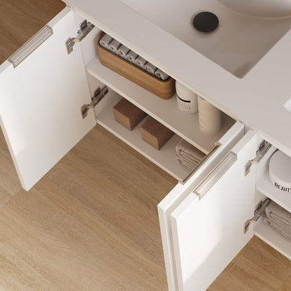 Meuble de salle de bain 120cm double vasque - 4 portes - sans miroir - ROSIE