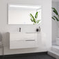 Meuble de salle de bain 120cm avec vasque déportée - 2 tiroirs et un placard - blanc laqué - KING et miroir STAM