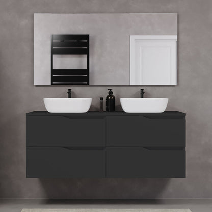 Meuble de salle de bain 120cm avec plateau et 2 vasques à poser Zeus - sans miroir - 4 tiroirs - LUNA