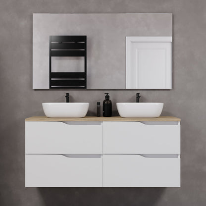 Meuble de salle de bain 120cm avec plateau et 2 vasques à poser Zeus - sans miroir - 4 tiroirs - LUNA
