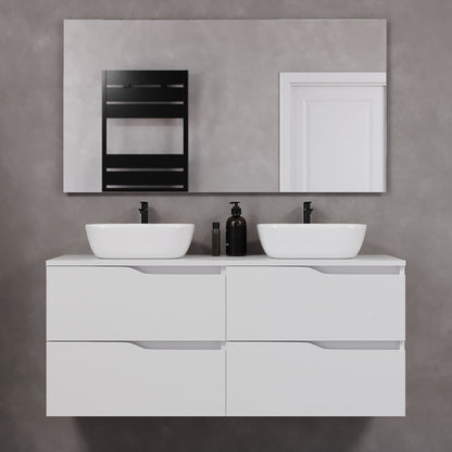 Meuble de salle de bain 120cm avec plateau et 2 vasques à poser Zeus - sans miroir - 4 tiroirs - LUNA