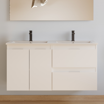 Meuble de salle de bain 120cm double vasque - 2 portes et 2 tiroirs - ROSIE