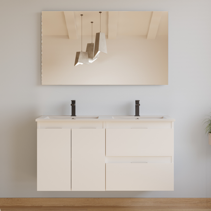 Meuble de salle de bain 120cm double vasque - 2 portes et 2 tiroirs - ROSIE