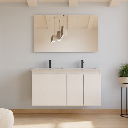 Meuble de salle de bain 120cm double vasque - 4 portes - sans miroir - ROSIE