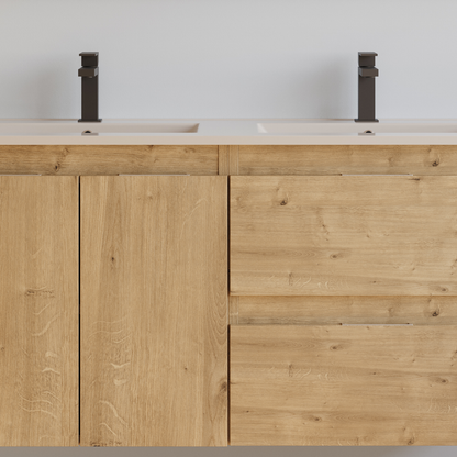 Meuble de salle de bain 120cm double vasque - 2 portes et 2 tiroirs - ROSIE