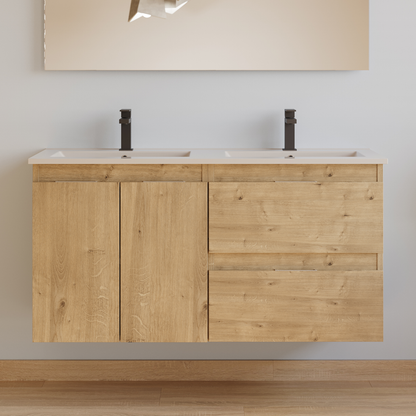 Meuble de salle de bain 120cm double vasque - 2 portes et 2 tiroirs - ROSIE