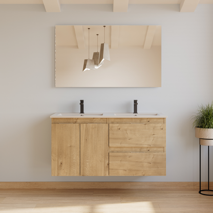 Meuble de salle de bain 120cm double vasque - 2 portes et 2 tiroirs - ROSIE