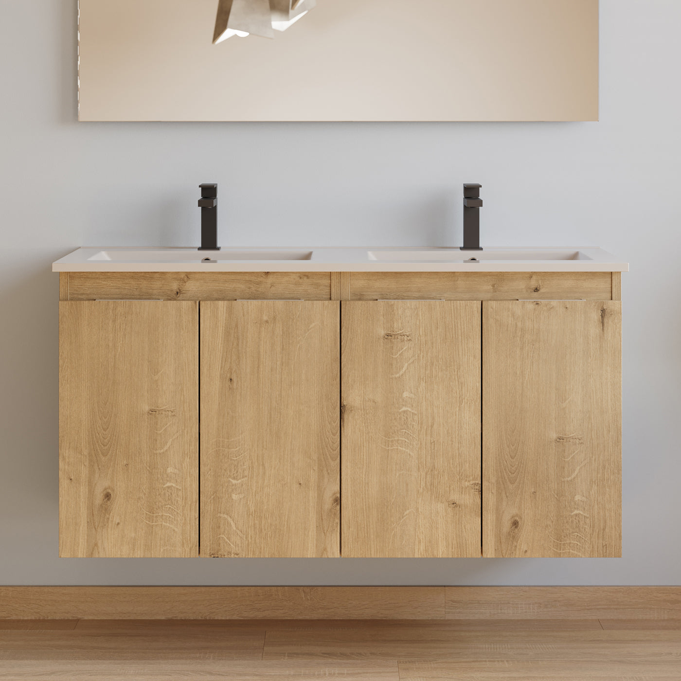 Meuble de salle de bain 120cm double vasque - 4 portes - sans miroir - ROSIE