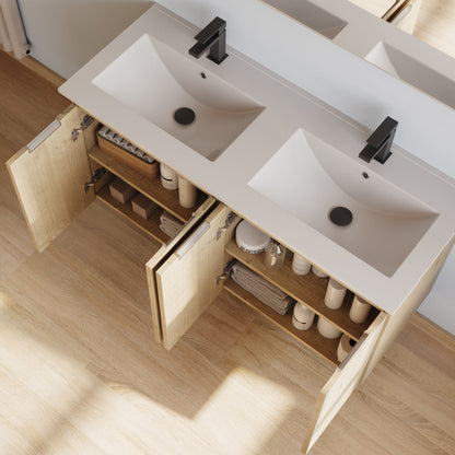 Meuble de salle de bain 120cm double vasque - 4 portes - sans miroir - ROSIE