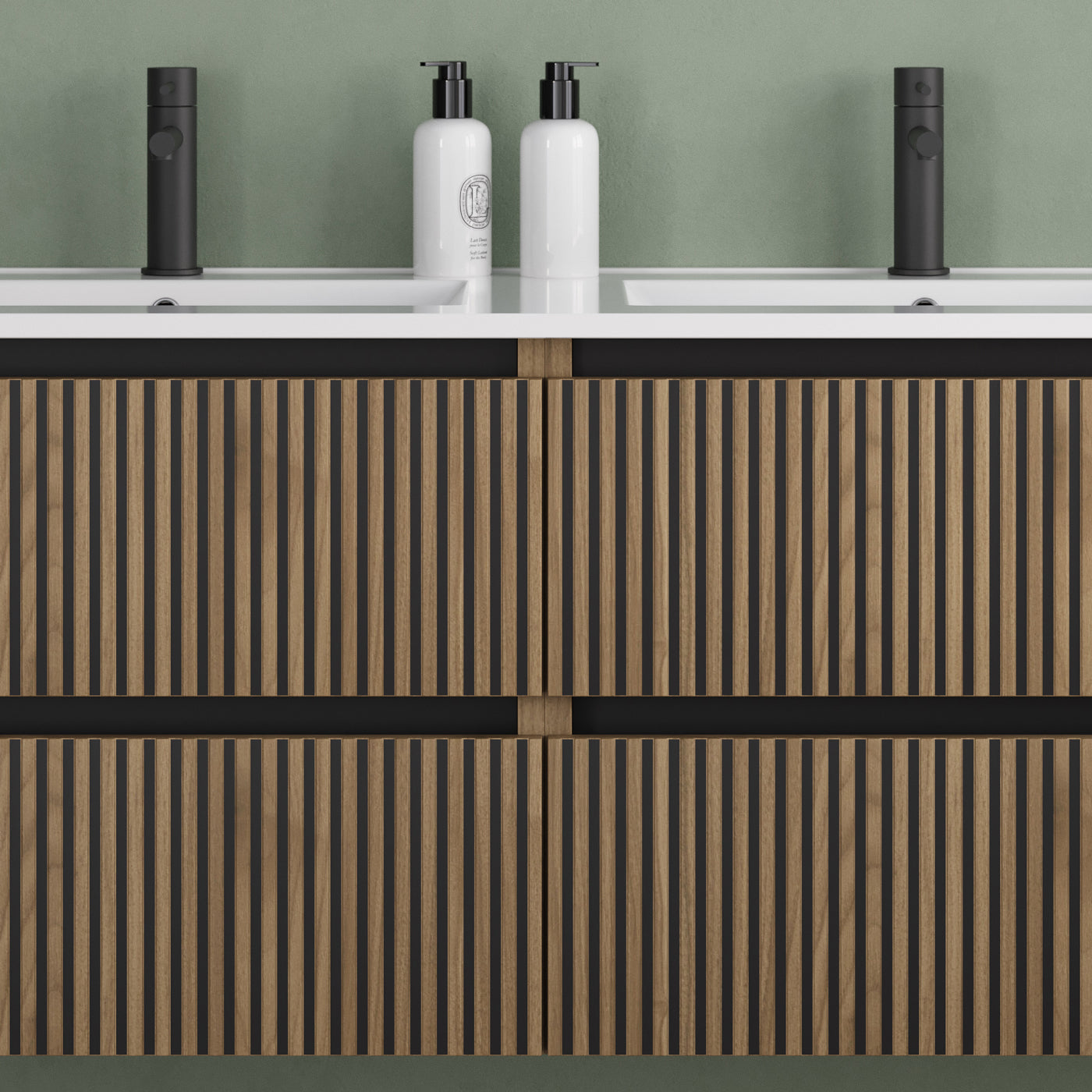 Meuble de salle de bain 120cm double vasque - 4 tiroirs - VENERIA