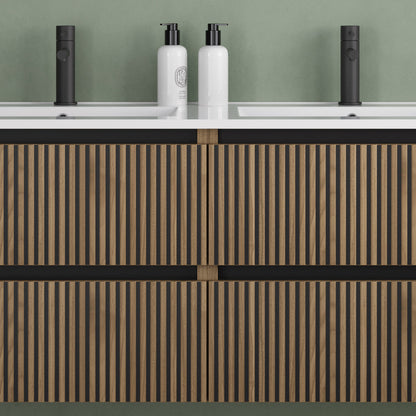 Meuble de salle de bain 120cm double vasque - 4 tiroirs - VENERIA