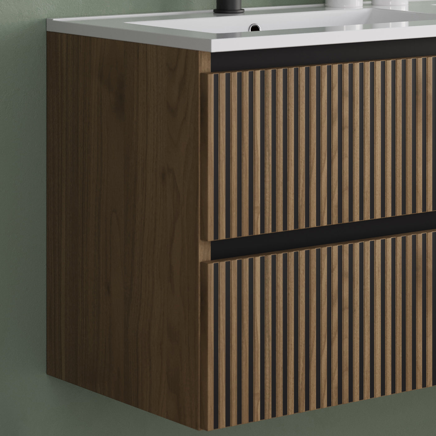 Meuble de salle de bain 120cm double vasque - 4 tiroirs - VENERIA
