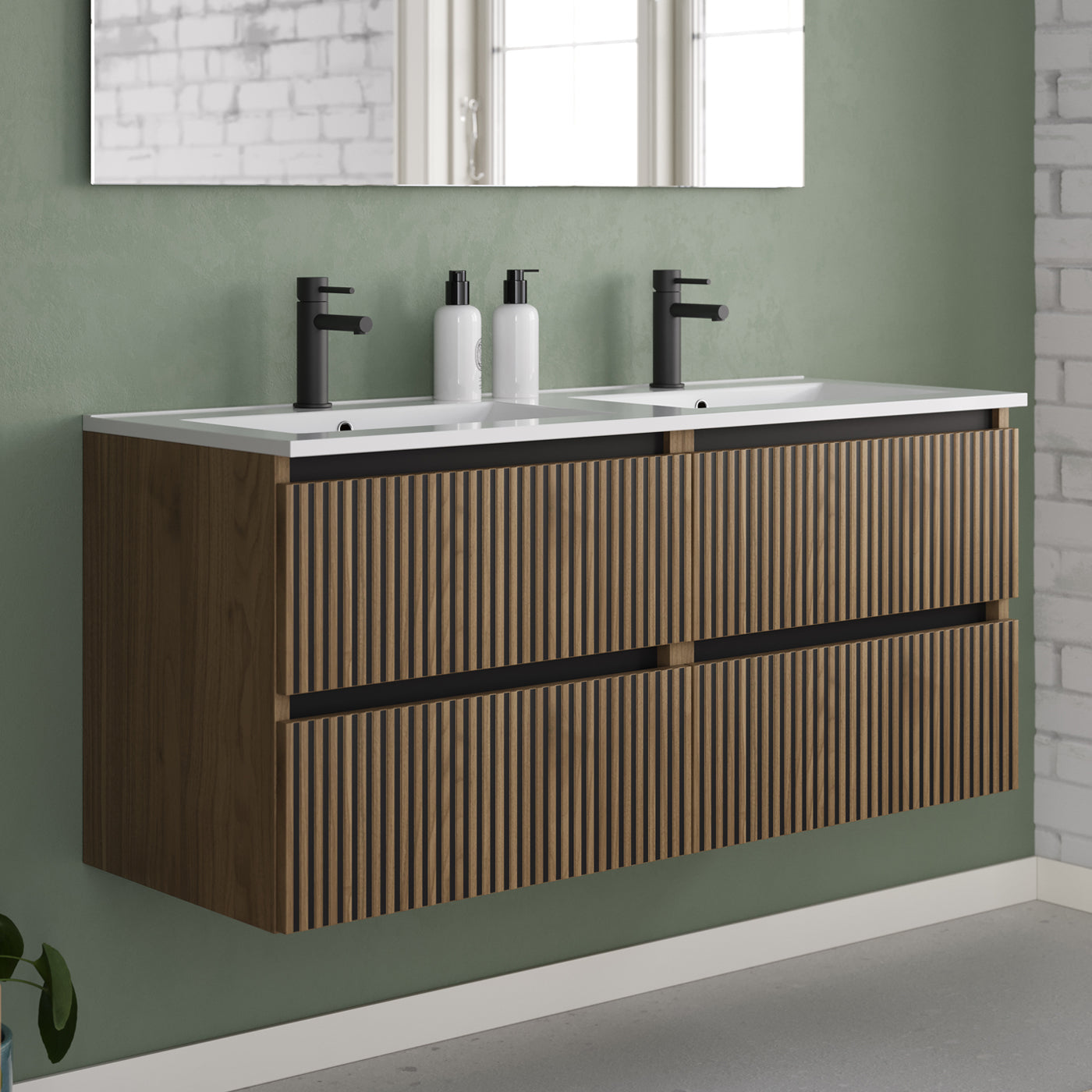 Meuble de salle de bain 120cm double vasque - 4 tiroirs - VENERIA