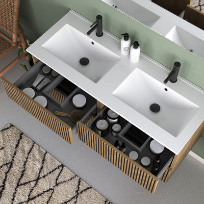 Meuble de salle de bain 120cm double vasque - 4 tiroirs - VENERIA