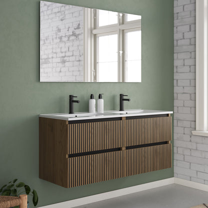 Meuble de salle de bain 120cm double vasque - 4 tiroirs - VENERIA