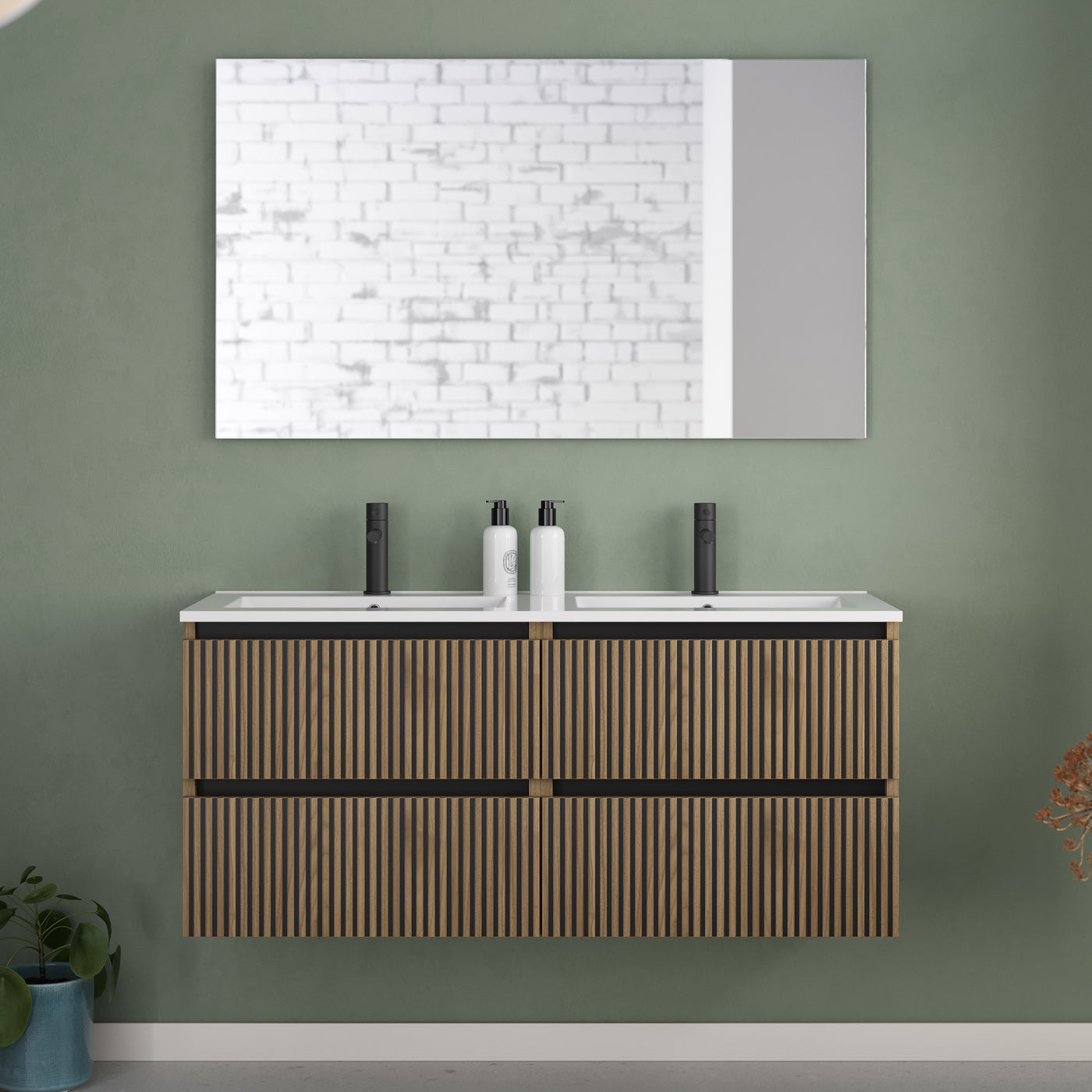 Meuble de salle de bain 120cm double vasque - 4 tiroirs - VENERIA