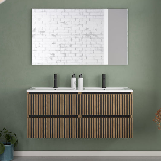 Meuble de salle de bain 120cm double vasque - 4 tiroirs - VENERIA