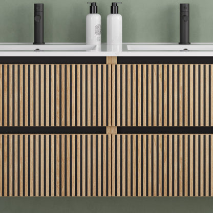 Meuble de salle de bain 120cm double vasque - 4 tiroirs - VENERIA