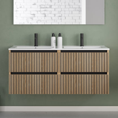 Meuble de salle de bain 120cm double vasque - 4 tiroirs - VENERIA