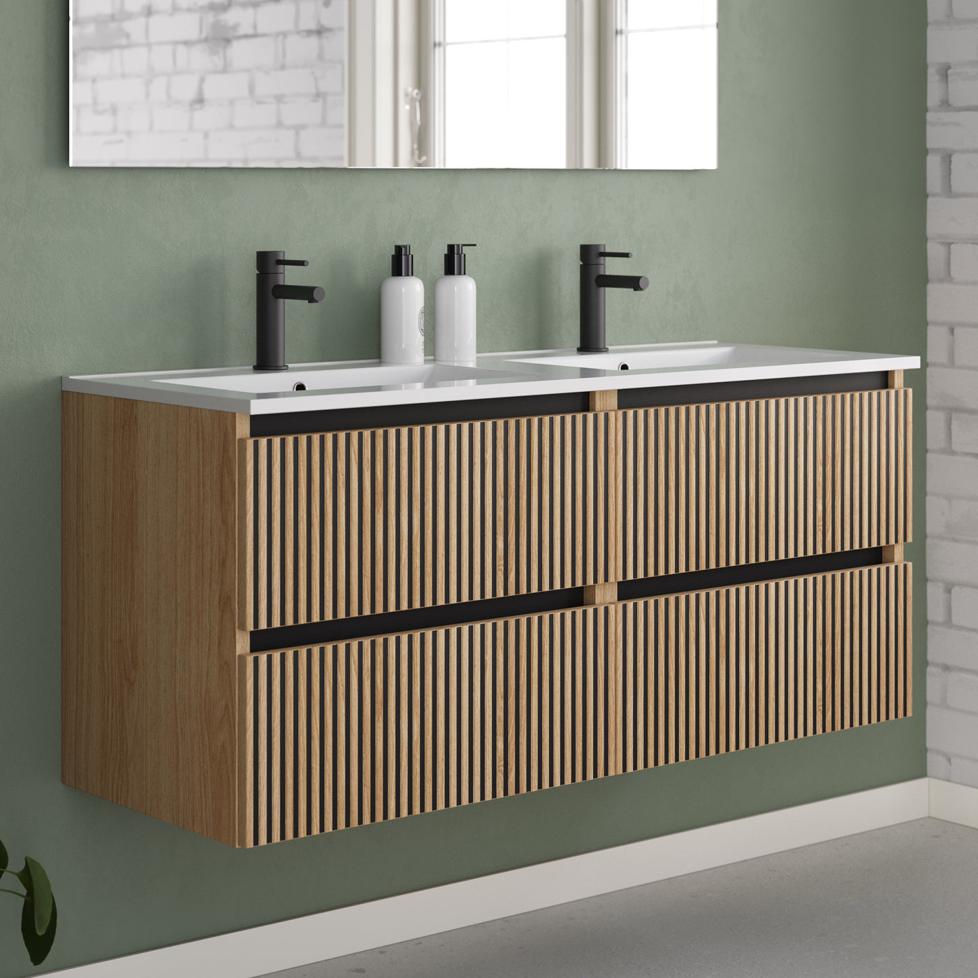 Meuble de salle de bain 120cm double vasque - 4 tiroirs - VENERIA