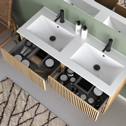 Meuble de salle de bain 120cm double vasque - 4 tiroirs - VENERIA