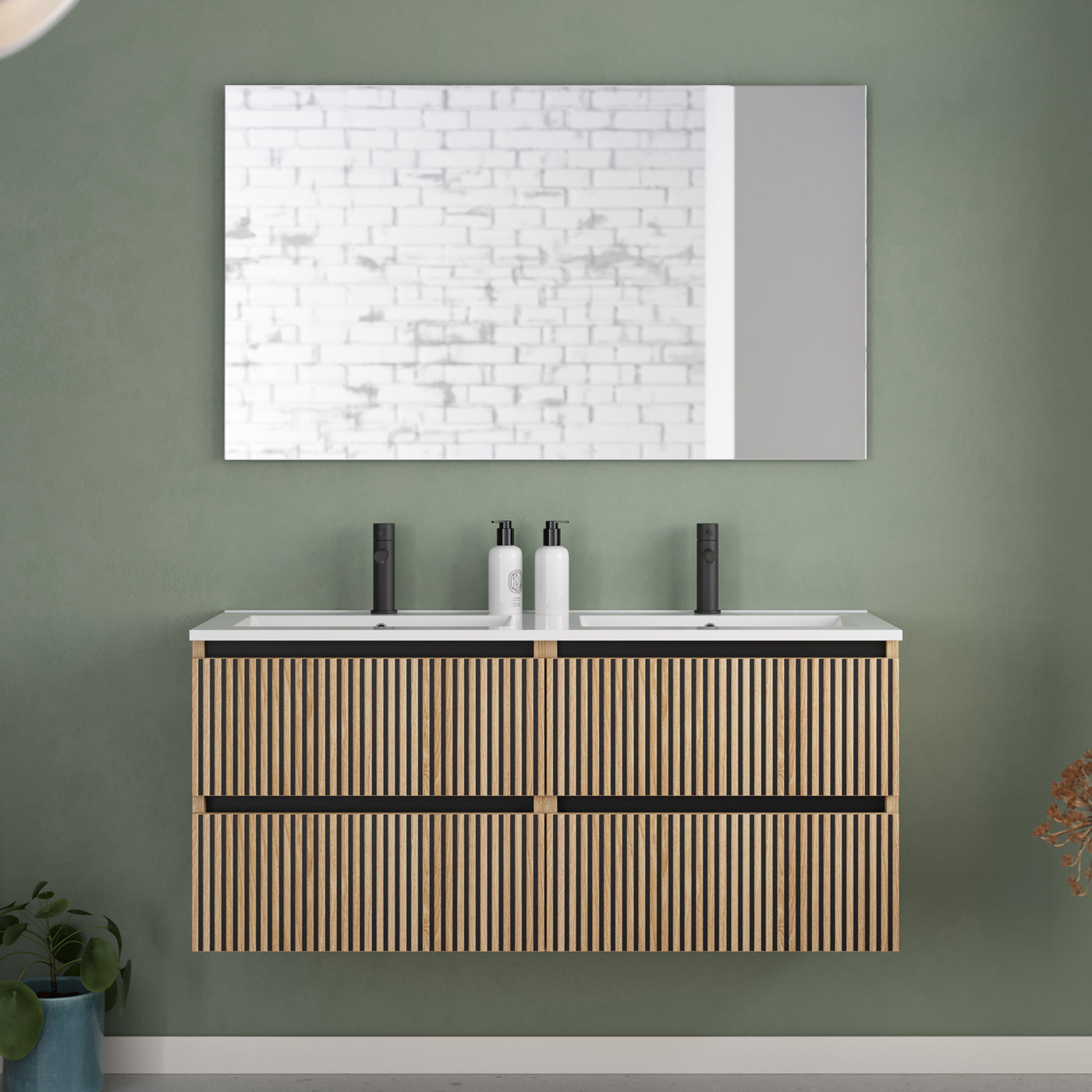 Meuble de salle de bain 120cm double vasque - 4 tiroirs - VENERIA