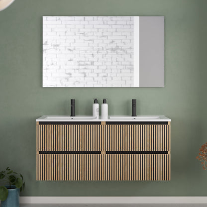 Meuble de salle de bain 120cm double vasque - 4 tiroirs - VENERIA