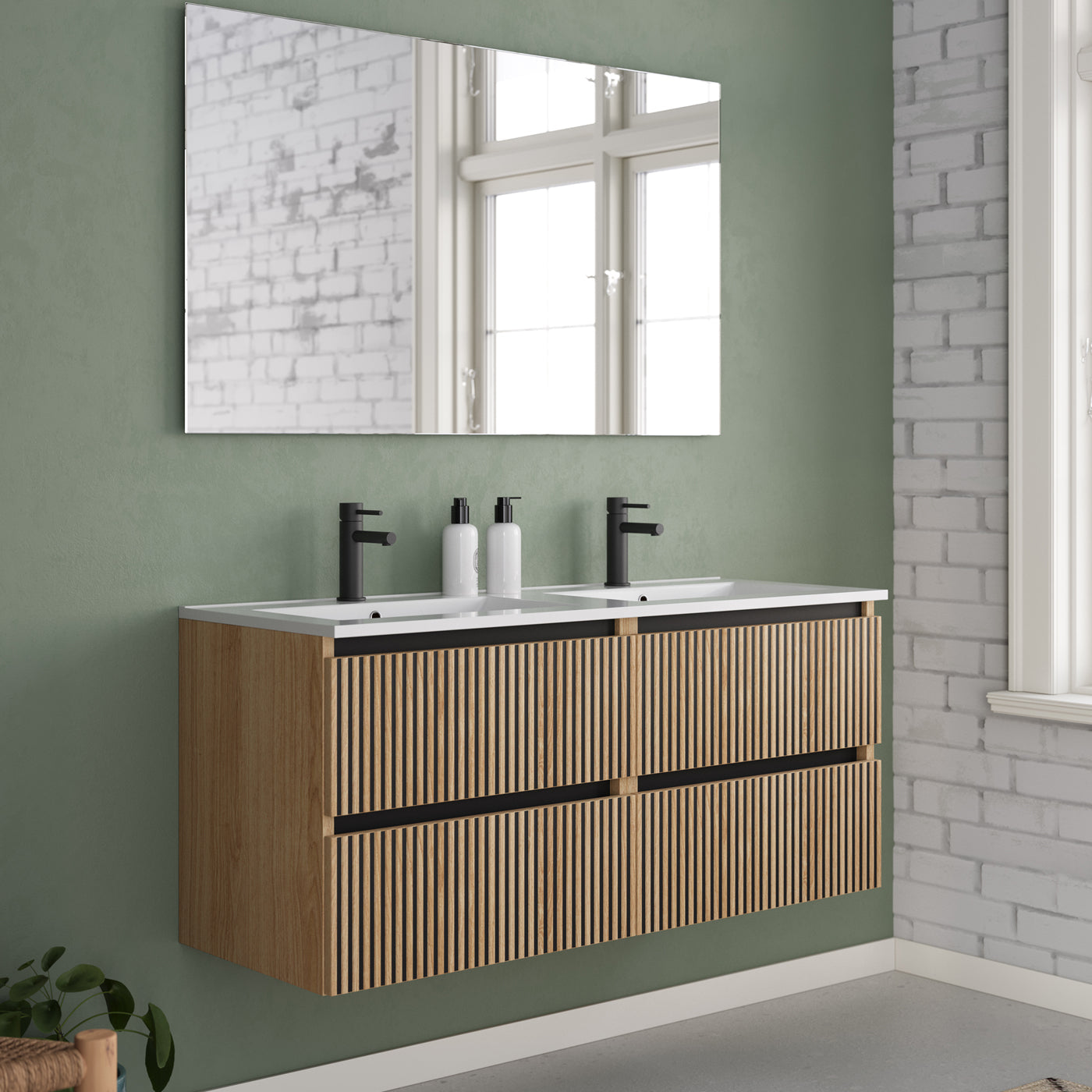 Meuble de salle de bain 120cm double vasque - 4 tiroirs - VENERIA