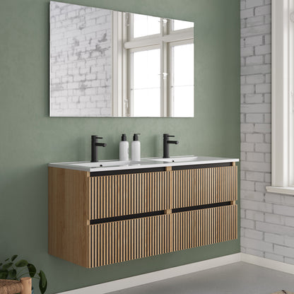 Meuble de salle de bain 120cm double vasque - 4 tiroirs - VENERIA