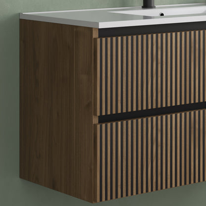 Meuble de salle de bain 100cm simple vasque - 2 tiroirs - VENERIA