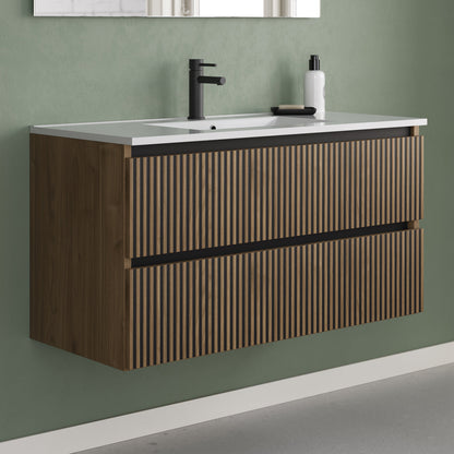 Meuble de salle de bain 100cm simple vasque - 2 tiroirs - VENERIA