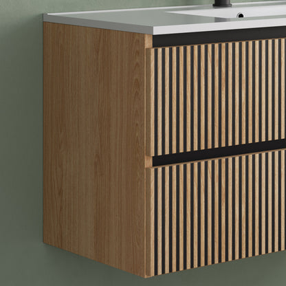 Meuble de salle de bain 100cm simple vasque - 2 tiroirs - sans miroir - VENERIA