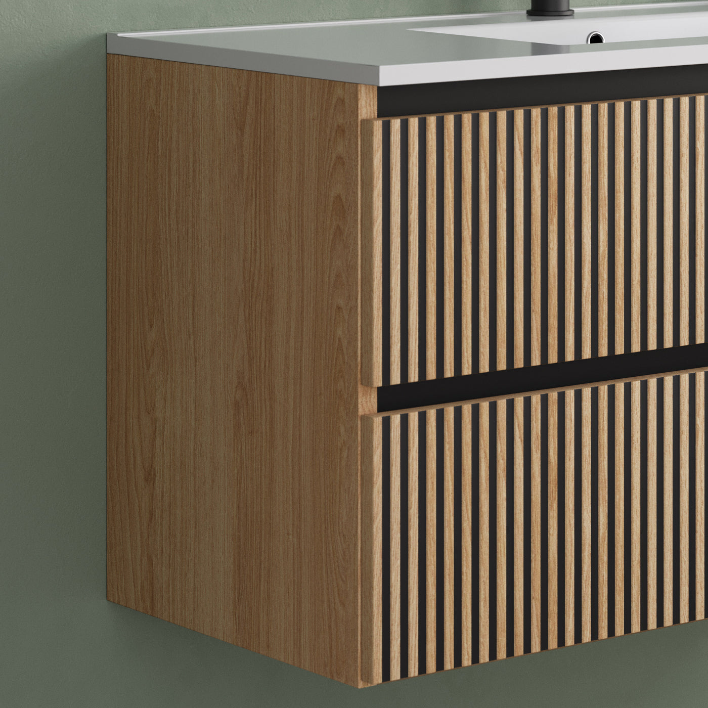 Meuble de salle de bain 100cm simple vasque - 2 tiroirs - VENERIA