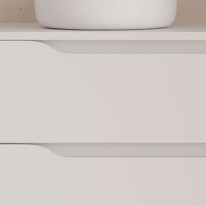 Meuble de salle de bain 100cm avec plateau, vasque à poser déportée à gauche Ares et miroir - 2 tiroirs et un placard - ZARZA