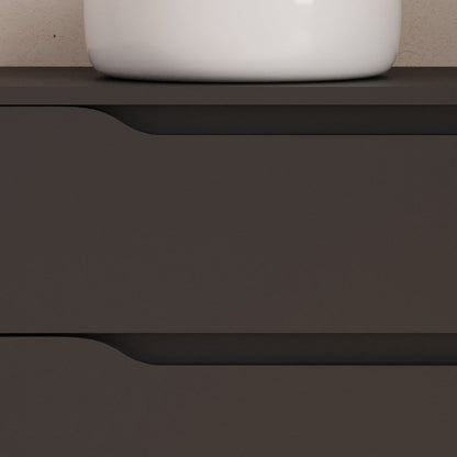 Meuble de salle de bain 100cm avec plateau, vasque à poser déportée à gauche Ares et miroir - 2 tiroirs et un placard - ZARZA