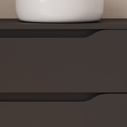 Meuble de salle de bain 100cm avec plateau, vasque à poser déportée à droite Ares et miroir - 2 tiroirs et un placard - ZARZA