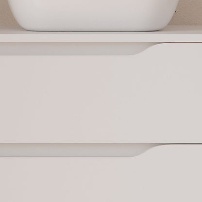 Meuble de salle de bain 100cm avec plateau, vasque à poser déportée à droite Zeus et miroir - 2 tiroirs et un placard - ZARZA