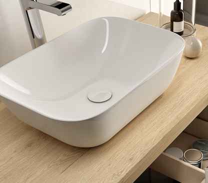 Meuble de salle de bain 100cm avec plateau et vasque à poser zeus - 3 tiroirs - MATA